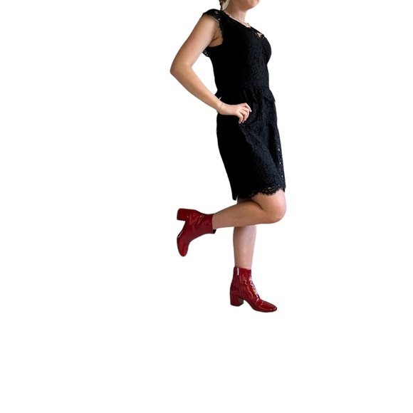 Joie Lebanon Black V-Neck Eyelash Sleeveless Womens Cocktail Lace Dress Size M - Picture 15 of 15